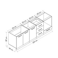 Minar 250 Cm Mutfak Dolabı Beyaz Dore 250-D3
