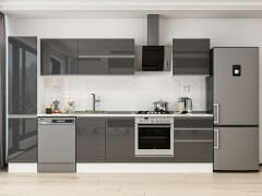 Alvinka 315X210 Cm High Gloss Mutfak Dolabı Mb-E90B45S60-2 High Gloss | Antrasit - Mdf