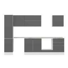 Alvinka 315X210 Cm High Gloss Mutfak Dolabı Mb-E90B45S60-2 High Gloss | Antrasit - Mdf