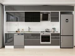 Alvinka 380X240 Cm High Gloss Mutfak Dolabı Mb-E80S50S50-3 High Gloss | Antrasit - Mdf