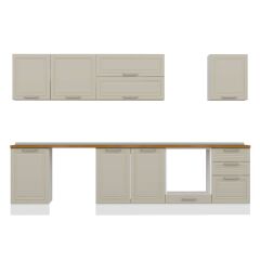 Alvinka 310X210 Cm Klasik Mebran Mutfak Dolabı M-E90S50S50-2 Mebran | Kumtaşı - Suntalam