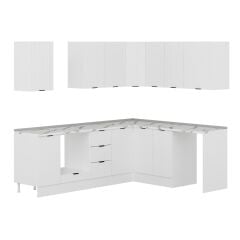 Alvinka 250-200X222 Cm Mbr_B Köşe Mutfak Dolabı Beyaz - Suntalam