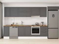 Alvinka 380X222 Cm Klasik Mebran Mutfak Dolabı Mb-E90S40S50-1 Mebran | Antrasit - Suntalam