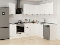 Alvinka 250-200X222 Cm Mbr_B Köşe Mutfak Dolabı Beyaz - Mdf