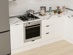 Alvinka 250-200X222 Cm Mbr_B Köşe Mutfak Dolabı Beyaz - Mdf