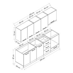 Minar 250 Cm Mutfak Dolabı Beyaz Dore 250-D5
