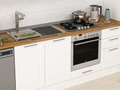 Alvinka 380X222 Cm Klasik Mebran Mutfak Dolabı Beyaz Beyaz Mbb-E90B40S50-1