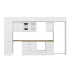 Alvinka 375X240 Cm Klasik Mebran Mutfak Dolabı Beyaz Beyaz Mbb-E80B50S45-3 Mebran | Beyaz - Suntalam