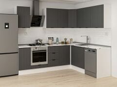 Alvinka 250-200X222 Cm Mbr_B Köşe Mutfak Dolabı Antrasit - Suntalam