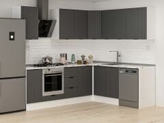 Alvinka 250-200X222 Cm Mbr_B Köşe Mutfak Dolabı Antrasit - Suntalam