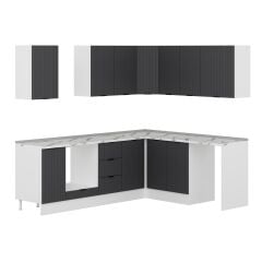 Alvinka 250-200X222 Cm Mbr_B Köşe Mutfak Dolabı Antrasit - Suntalam