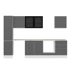 Alvinka 315X210 Cm High Gloss Mutfak Dolabı Mb-E90B45S60-3 High Gloss | Antrasit - Suntalam