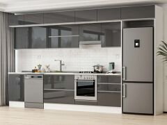 Alvinka 390X240 Cm High Gloss Mutfak Dolabı Mb-E80S50S60-1 High Gloss | Antrasit - Suntalam