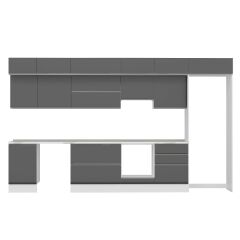 Alvinka 390X240 Cm High Gloss Mutfak Dolabı Mb-E80S50S60-1 High Gloss | Antrasit - Suntalam