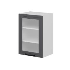 Alvinka Mutfak Modül Mbr_A Üst 1Dk2R 50-H72Cm Dolap Cam Beyaz Antrasit Mdf