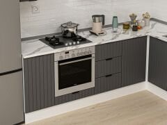 Alvinka 250-200X222 Cm Mbr_B Köşe Mutfak Dolabı Antrasit - Mdf