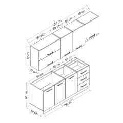 Minar 250 Cm Mutfak Dolabı Beyaz Dore 250-D7