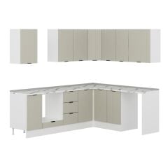 Alvinka 250-200X222 Cm Mbr_B Köşe Mutfak Dolabı Kumtaşı - Suntalam