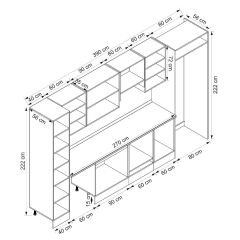 Alvinka 390X222 Cm Klasik Mebran Mutfak Dolabı Beyaz Beyaz Mbb-E90B40S60-1