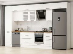 Alvinka 375X240 Cm Klasik Mebran Mutfak Dolabı Beyaz Beyaz Mbb-E80B50S45-3 Mebran | Beyaz - Mdf