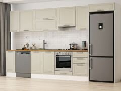 Alvinka 380X222 Cm Klasik Mebran Mutfak Dolabı Mb-E90S40S50-1 Mebran | Kumtaşı - Mdf