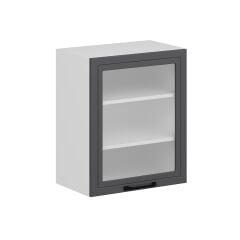 Alvinka Mutfak Modül Mbr_A Üst 1Dk2R 60-H72Cm Dolap Cam Beyaz Antrasit Mdf