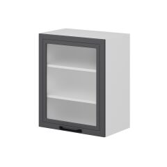 Alvinka Mutfak Modül Mbr_A Üst 1Dk2R 60-H72Cm Dolap Cam Beyaz Antrasit Mdf