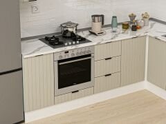 Alvinka 250-200X222 Cm Mbr_B Köşe Mutfak Dolabı Kumtaşı - Mdf