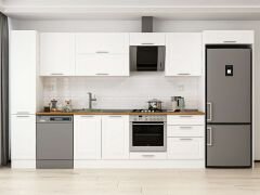 Alvinka 390X222 Cm Klasik Mebran Mutfak Dolabı Beyaz Beyaz Mbb-E90B40S60-2