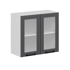 Alvinka Mutfak Modül Mbr_A Üst 2Dk1R 80-H72Cm Dolap Cam Beyaz Antrasit Suntalam