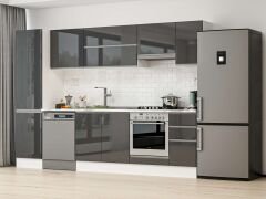 Alvinka 300X210 Cm High Gloss Mutfak Dolabı Mb-E90B50S40-1 High Gloss | Antrasit - Suntalam