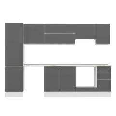 Alvinka 300X210 Cm High Gloss Mutfak Dolabı Mb-E90B50S40-1 High Gloss | Antrasit - Suntalam