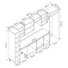 Alvinka 390X222 Cm Klasik Mebran Mutfak Dolabı Beyaz Beyaz Mbb-E90B40S60-3