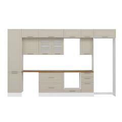 Alvinka 375X240 Cm Klasik Mebran Mutfak Dolabı Mbb-E80B50S45-3 Mebran | Kumtaşı - Mdf