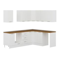 Alvinka 250-200X222 Cm Mbr_C Köşe Mutfak Dolabı Beyaz - Mdf