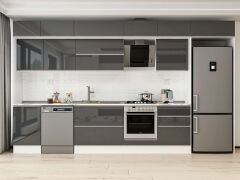 Alvinka 390X240 Cm High Gloss Mutfak Dolabı Mb-E80S50S60-2 High Gloss | Antrasit - Mdf