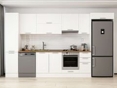 Alvinka 375X222 Cm Klasik Mebran Mutfak Dolabı Beyaz Beyaz Mbb-E90B45S40-1