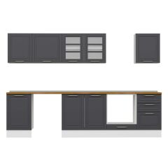 Alvinka 310X210 Cm Klasik Mebran Mutfak Dolabı M-E90S50S50-3 Mebran | Antrasit - Mdf