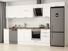 Alvinka 380X222 Cm Klasik Mebran Mutfak Dolabı Mb-E90S40S50-2 Mebran | Beyaz - Mdf