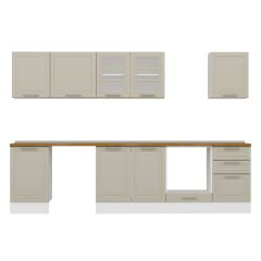 Alvinka 310X210 Cm Klasik Mebran Mutfak Dolabı M-E90S50S50-3 Mebran | Kumtaşı - Mdf