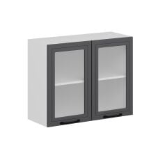 Alvinka Mutfak Modül Mbr_A Üst 2Dk1R 90-H72Cm Dolap Cam Beyaz Antrasit Mdf