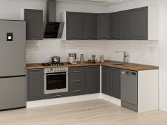 Alvinka 250-200X222 Cm Mbr_C Köşe Mutfak Dolabı Antrasit - Mdf