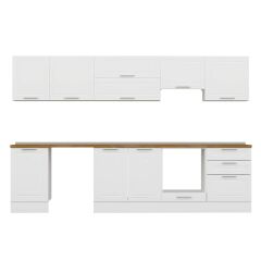 Alvinka 320X210 Cm Klasik Mebran Mutfak Dolabı M-E90S50S60-1 Mebran | Beyaz - Suntalam