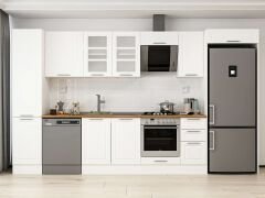 Alvinka 375X222 Cm Klasik Mebran Mutfak Dolabı Beyaz Beyaz Mbb-E90B45S40-3