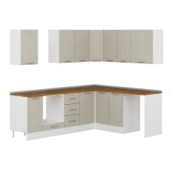 Alvinka 250-200X222 Cm Mbr_C Köşe Mutfak Dolabı Kumtaşı - Suntalam