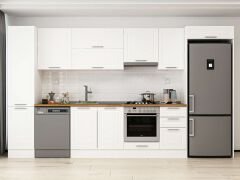 Alvinka 380X222 Cm Klasik Mebran Mutfak Dolabı Beyaz Beyaz Mbb-E90B45S45-1