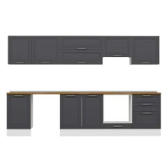 Alvinka 320X210 Cm Klasik Mebran Mutfak Dolabı M-E90S50S60-1 Mebran | Antrasit - Suntalam