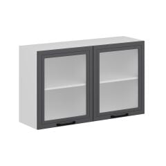 Alvinka Mutfak Modül Mbr_A Üst 2Dk1R 120-H72Cm Dolap Cam Beyaz Antrasit Mdf