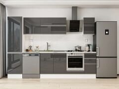 Alvinka 300X210 Cm High Gloss Mutfak Dolabı Mb-E90B50S40-2 High Gloss | Antrasit - Mdf