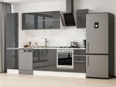 Alvinka 300X210 Cm High Gloss Mutfak Dolabı Mb-E90B50S40-2 High Gloss | Antrasit - Mdf